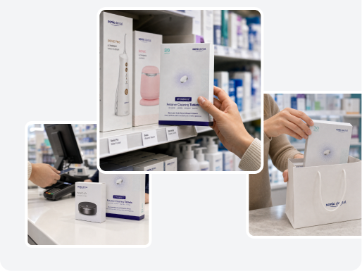 Sonic Dental-Produkte in Einzelhandelseinstellungen